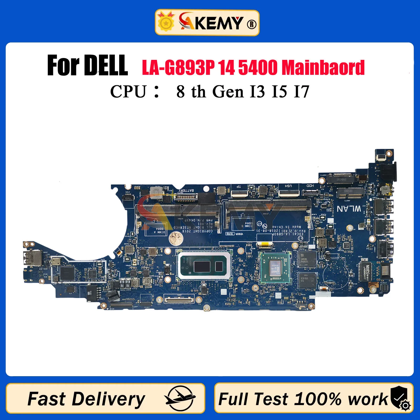 

For DELL Latitude 5400 Notebook Mainboard i5 i7 CPU LA-G893P CN-0CNJCN CN-0NG2GF 07MP65 Laptop Motherboard DDR3 100% Tested