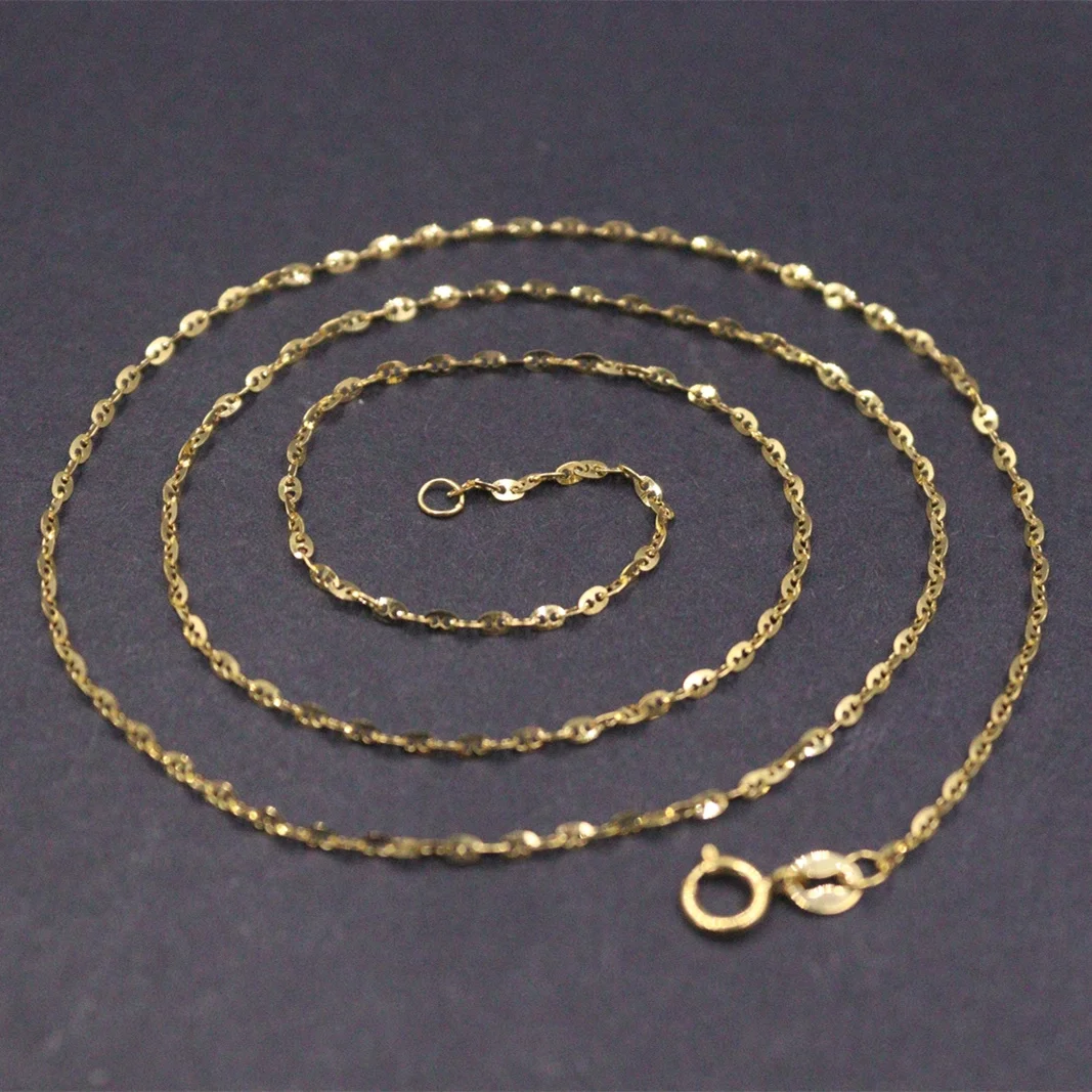 

Pure Solid 18K Yellow Gold Chain 1.5mm Anchor Link Necklace 1.7-1.9g 18inch