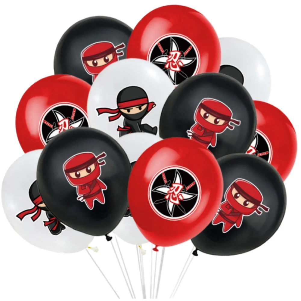 Ninja Birthday Decorations Cartoon Ninja Theme Balloons Disposable Tableware Backdrop Tablecloth Kids Boys Party Event Supplies