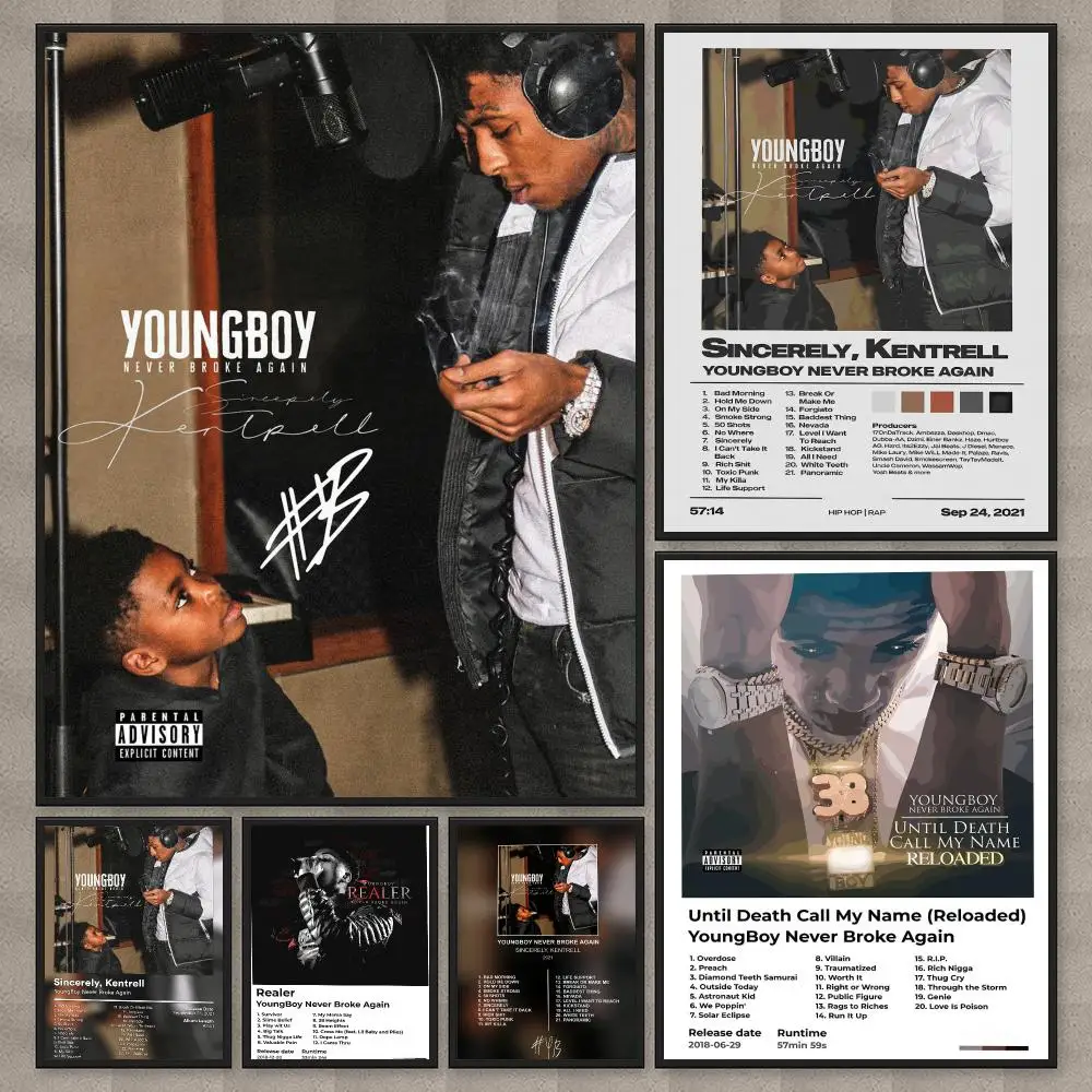 Singer Y-YoungBoy Never Broke Again Poster Modern  Wall Art Aesthetic Minimalist Bedroom Decor Cafe Home Gift PP