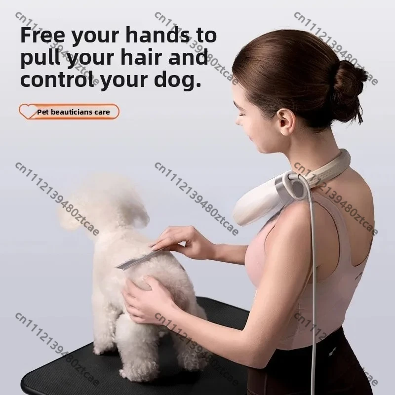 Neck Mounted Pet Hair Dryer Handheld Noise Reduction High Speed Air Outlet Household Cat Dog Quick Drying Blower Pet Grooming