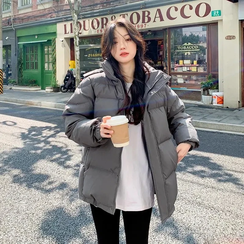 2024 New Women Loose Puffer Jacket Winter Korean Oversized Thickened Hooded Warm Parkas Female Snow Wear Coat Lady Padded Jacket