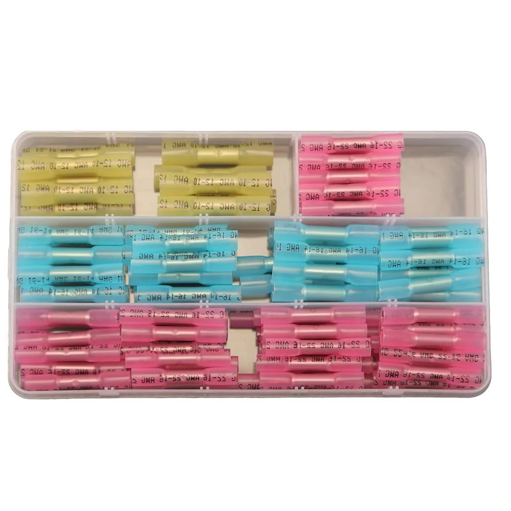 

115Pcs Heat Shrink Waterproof Butt Connectors Kit 3:1 Insulated Electrical Wire Splice Terminals AWG12-22 Assortment Box