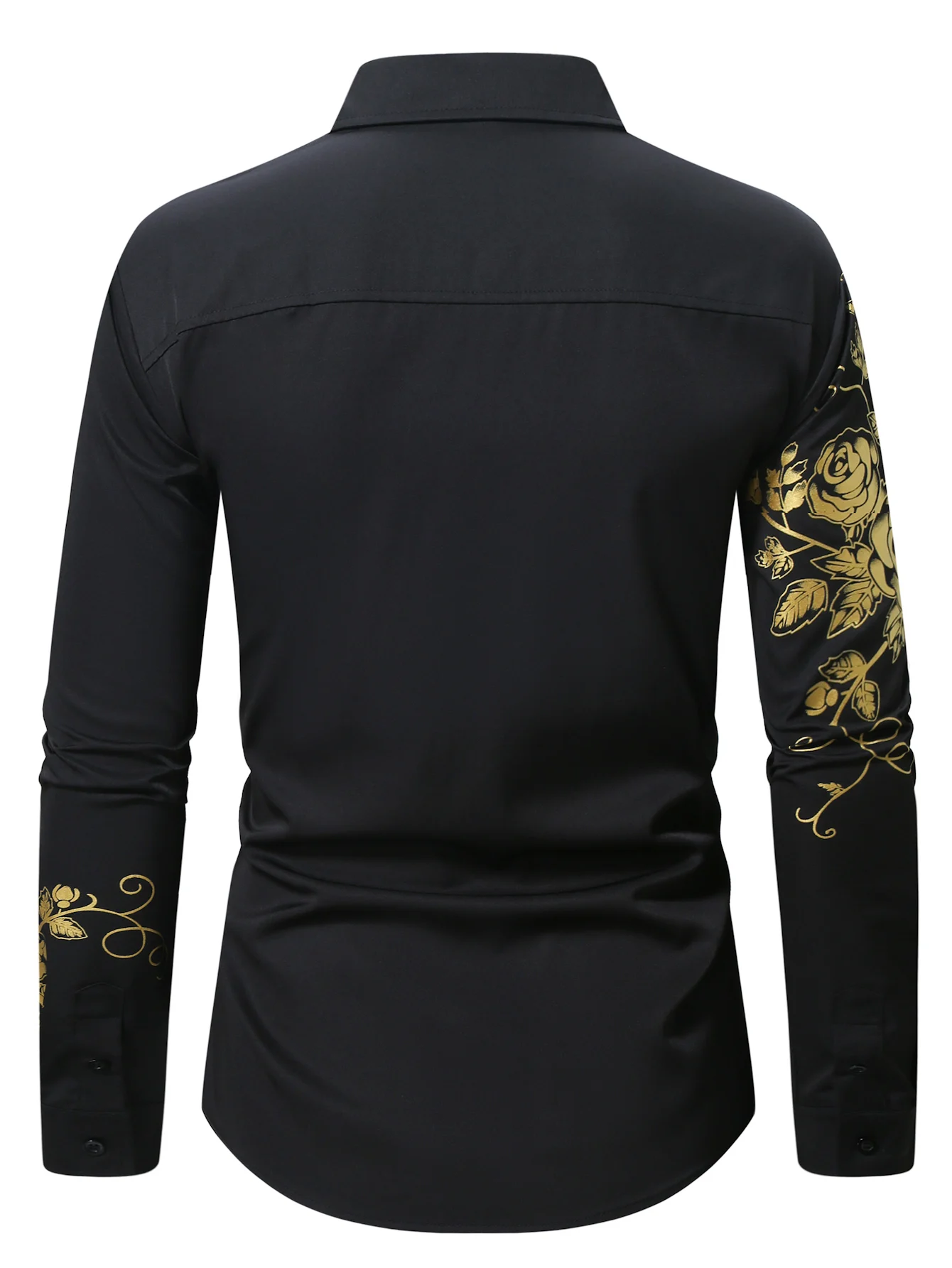 Men\'s Fashion Clothing  Button Up shirt Gold Print Casual Long Sleeve Shirt Tops