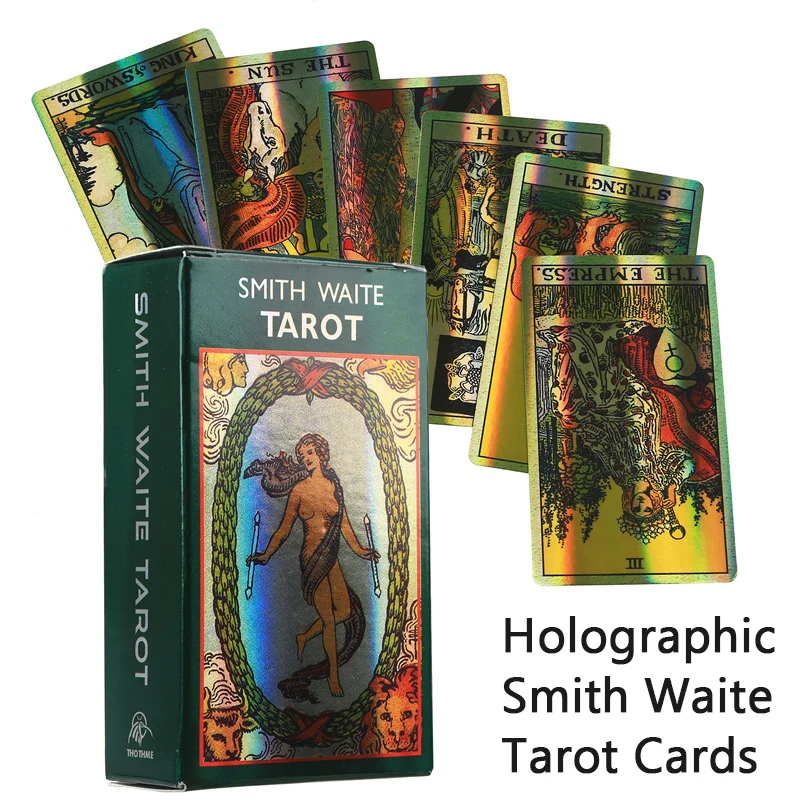 Holographic Rider Waite Tarot Cards Laser Thin Film Divination Fate Forecasting Prophecy Witch Card Games Toys Fortune Teller