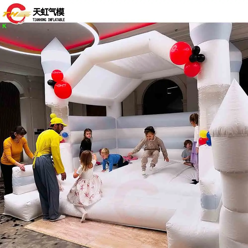 4x4m 흰색 풍선 웨딩 바운스 하우스 (지붕 포함) 신규 디자인 풍선 에어 바운서 성, 송풍기 포함 판매
