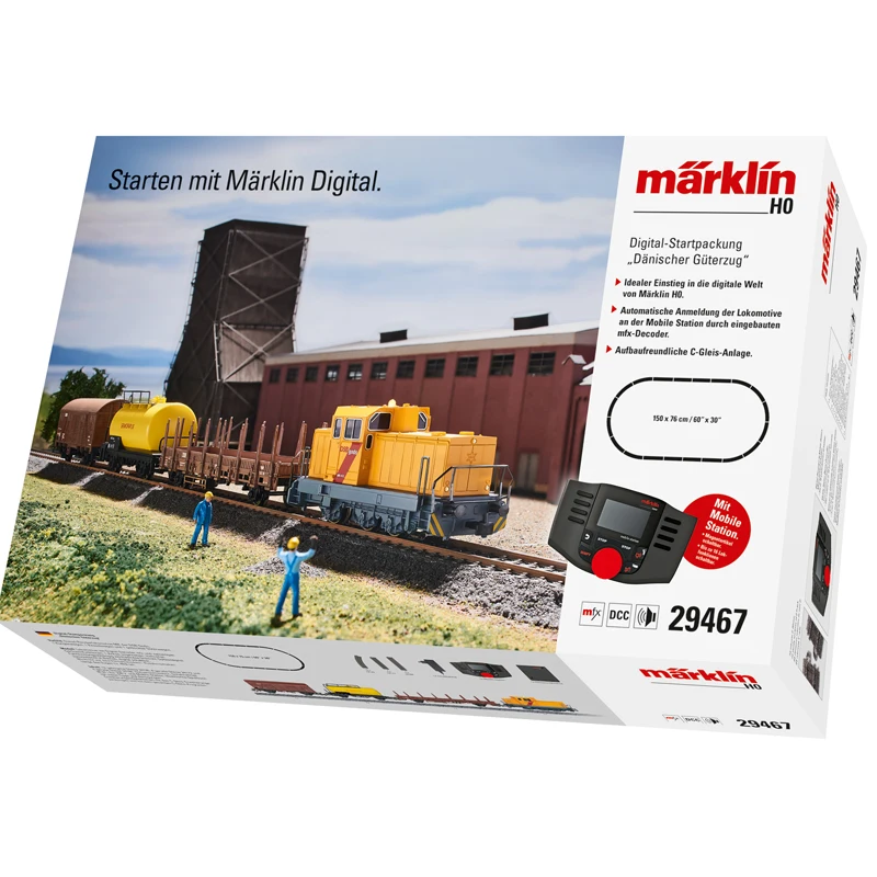 Marklin Train Model 29467 HO 1/87 Danish Freight Train Rail Car Digital Set Hot Wheels