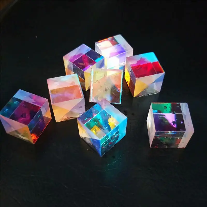 10 PCS Damaged Cross Dichroic X-Cube Prism RGB Combiner Splitter Optical Glass Square Prism Party Home Decoration DIY