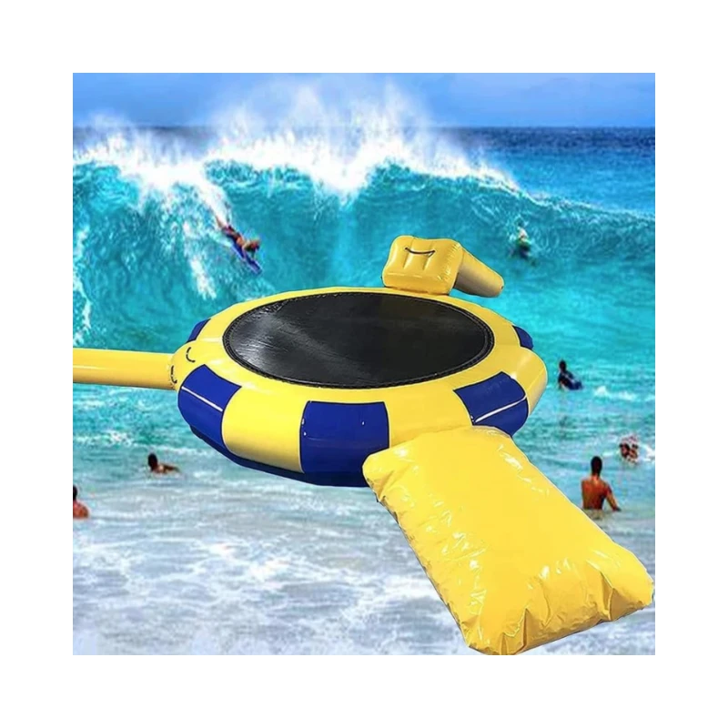 

High end inflatable water trampoline floating trampoline wight slide and water blob