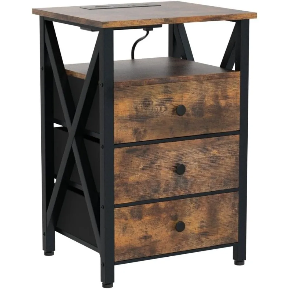 Set comodino doppio dotato di LED con stazione di ricarica e porte USB/uscita per uso sul comodino