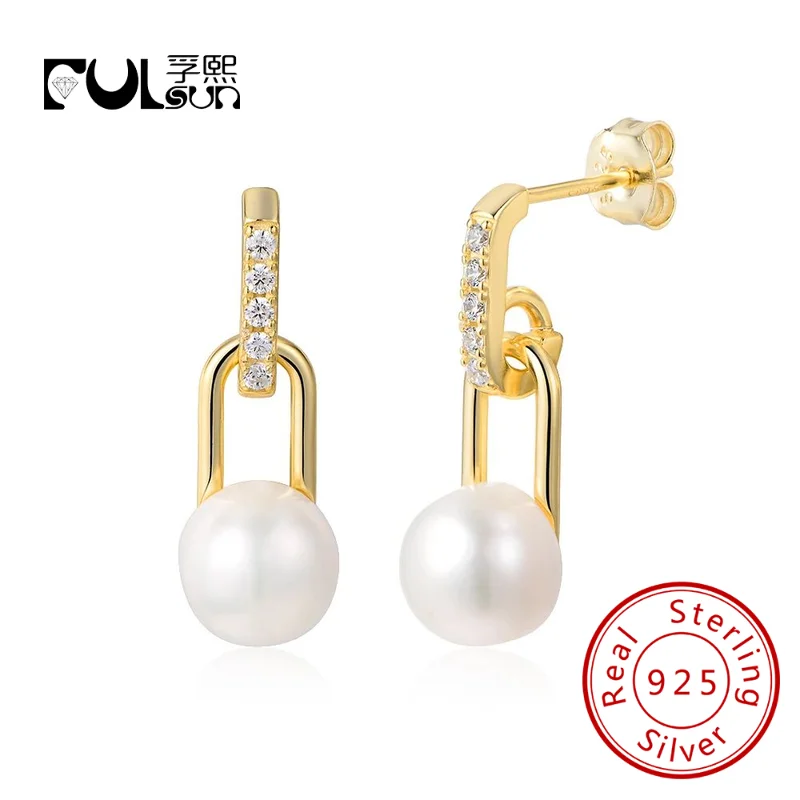 

Ювелирные изделия на заказ, серьги-гвоздики из стерлингового серебра 925 пробы, позолоченные 14 карат, жемчуг C и циркон для женщин