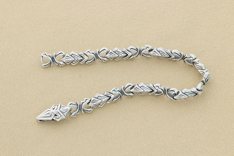 Wholesale European and American street punk style Thai silver bracelet 925 sterling silver men's trend armor simple Korean versi