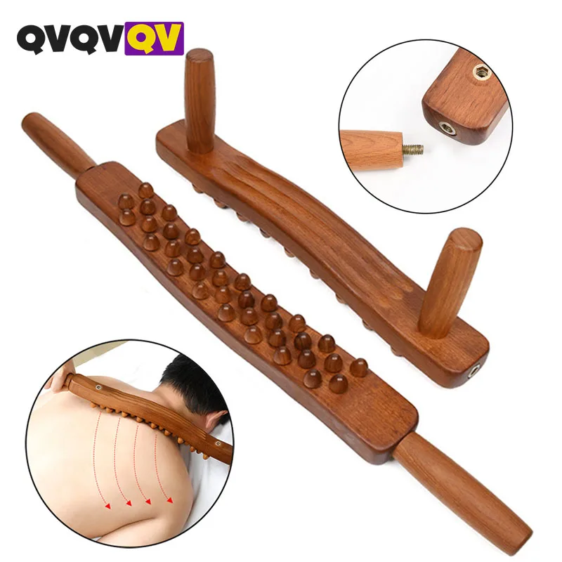 

Guasha Wood Stick Tools Wooden Therapy Scraping Lymphatic Drainage Massager, 34 Beads Point Treatment Gua Sha Tools for Back Leg