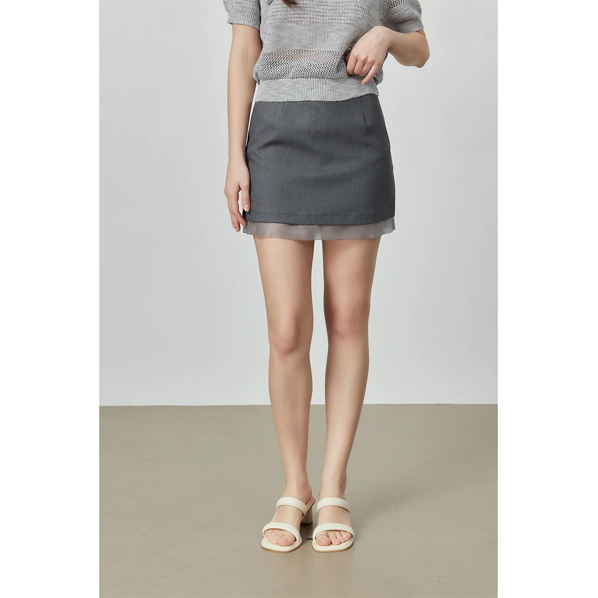 

ASSEUU ey ort Skirt Women's Spring 2026 New Versatile Drapey Splicing Design f-length Skirt Ci Commute Other Material