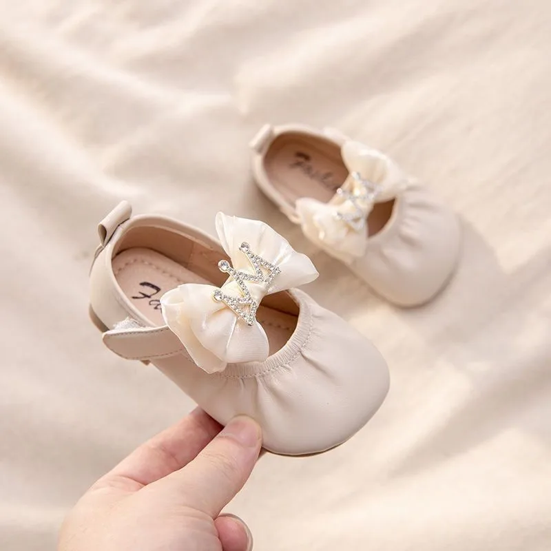 

Girls Flats Shoes Leather Breathable Round Toe Bow Knot Baby Shoes Princess Dress Slip On Anti Slippery Comfort Soft Zapatos