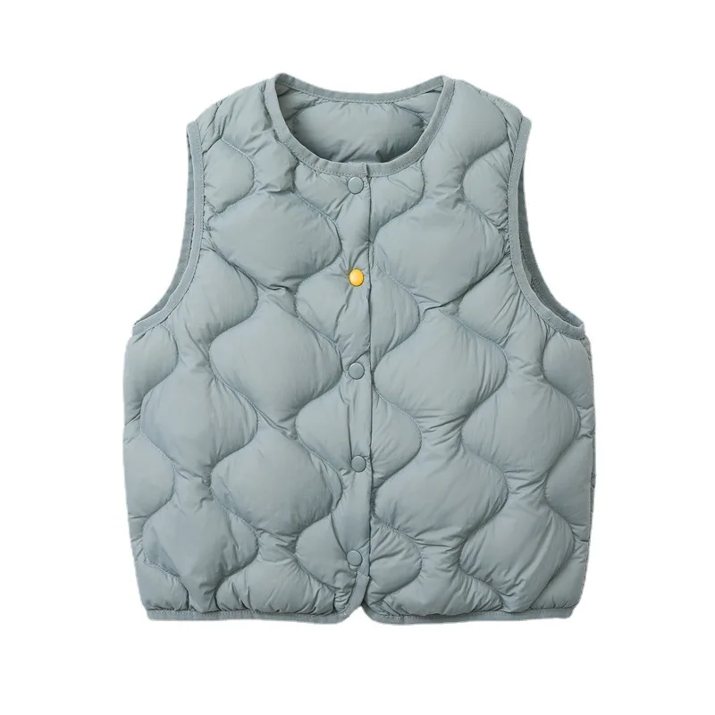 

2023 New Ultra Light Kids Duck Down Vests Baby Child Boys O-Neck Buttons Puffer Waistcoat Children Feather Liner Warm Outwear