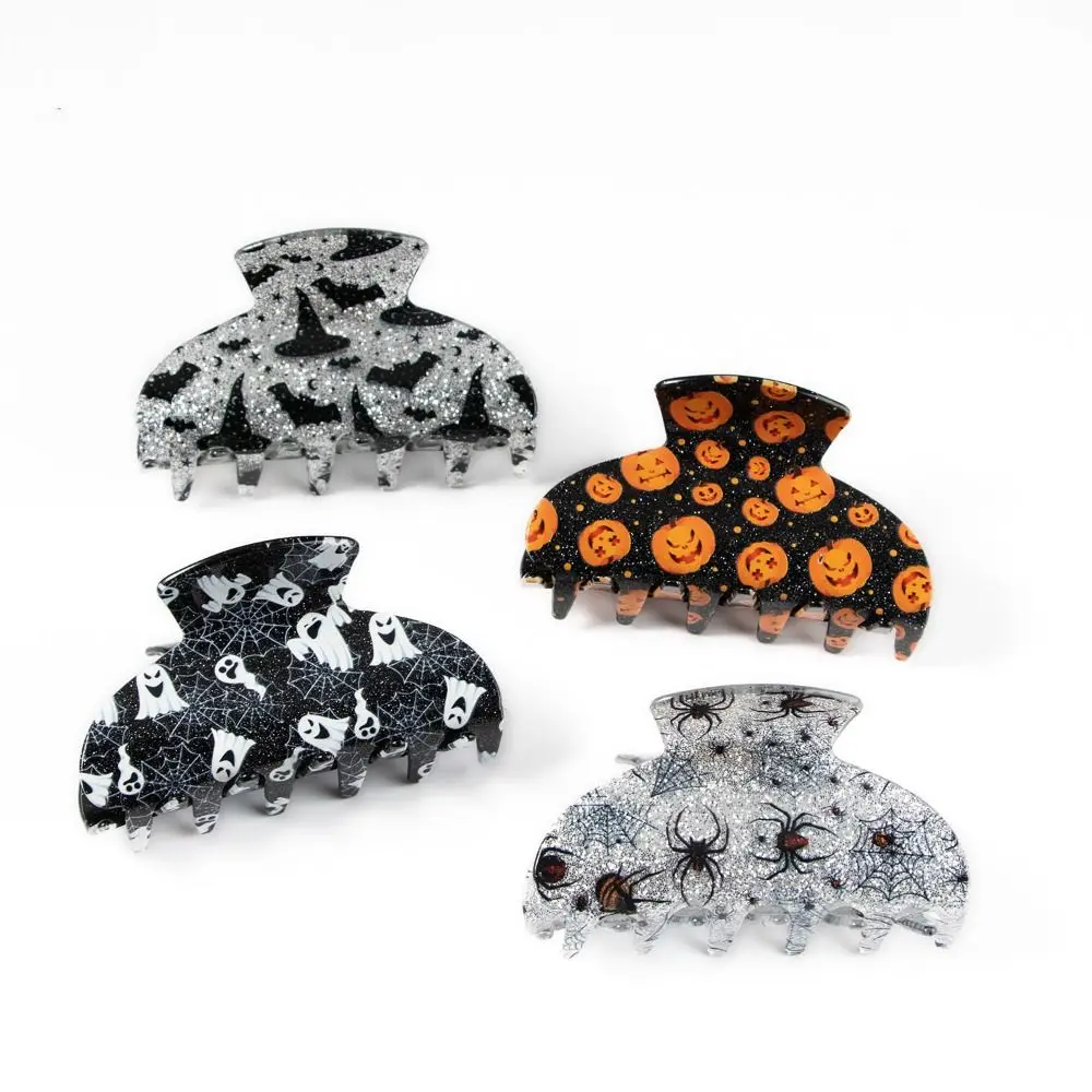 Fashion Pumpkin Halloween Hair Claw Anti-slip Hair Crab Clip Ghost Headdress Spider Geometry Party