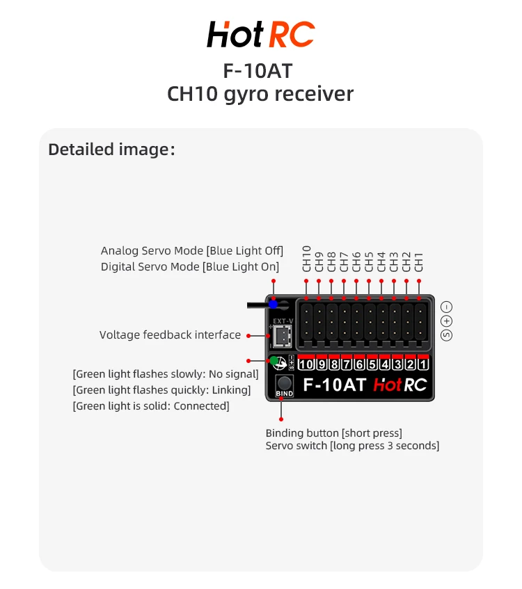 HOTRC 2,4 GHz F-04A F-06A F-08A F-01A F-04AT F-06AT F-08AT F-01AT mit Gyro Licht 4/6/8Ch Rc Empfänger für Hotrc Rc Sender – Detail 12