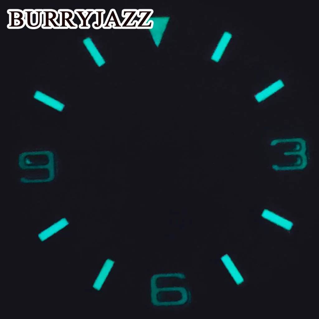 BURRYJAZZ 29mm sin logotipo NH35 NH36 ETA2824 2836 PT5000 Miyota 8215 esferas de reloj negro azul esfera luminosa ajuste 3 en punto corona de caja