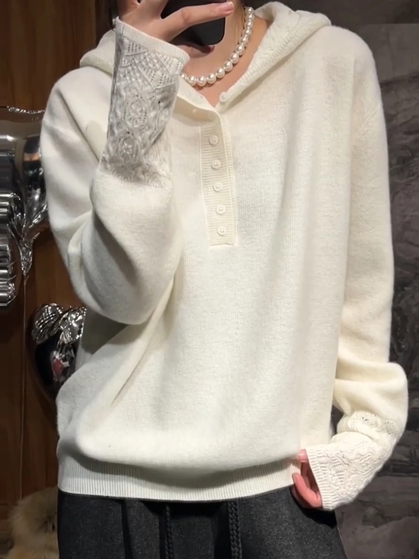 

Элитный однотонный вязаный свитер с длинными рукавами и капюшоном, универсальный зимний топ для женщин, комфортная мягкая повседневная одежда в корейском стиле