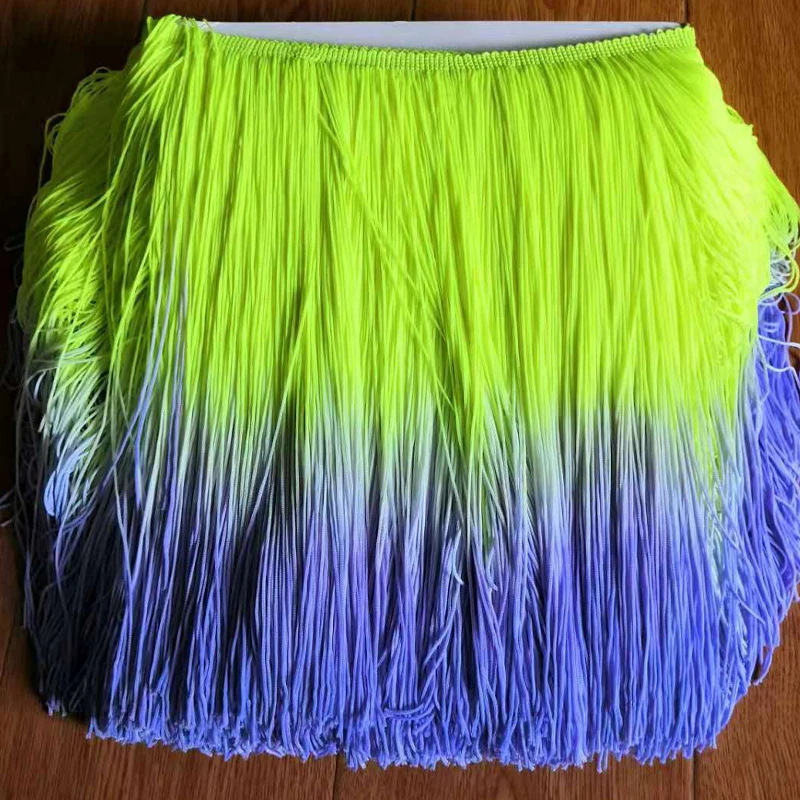 1 Yard 20cm Polyester Gradient Color Long Tassel Fringe Diy Sew Latin Dance Dress Stage Clothes Accessories Lace Trim Ribbon