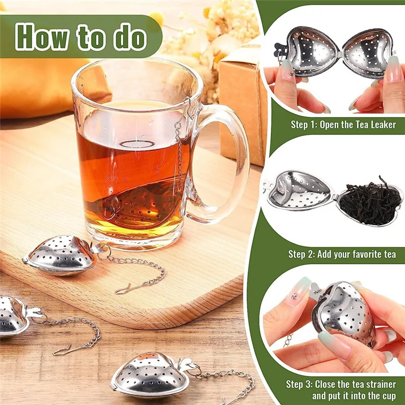 ABBO-25Pcs Tea Strainer Stainless Steel Tea Ball Infuser Loose,Extended Chain Hook for Seasonings Cup Bottle Party Favors