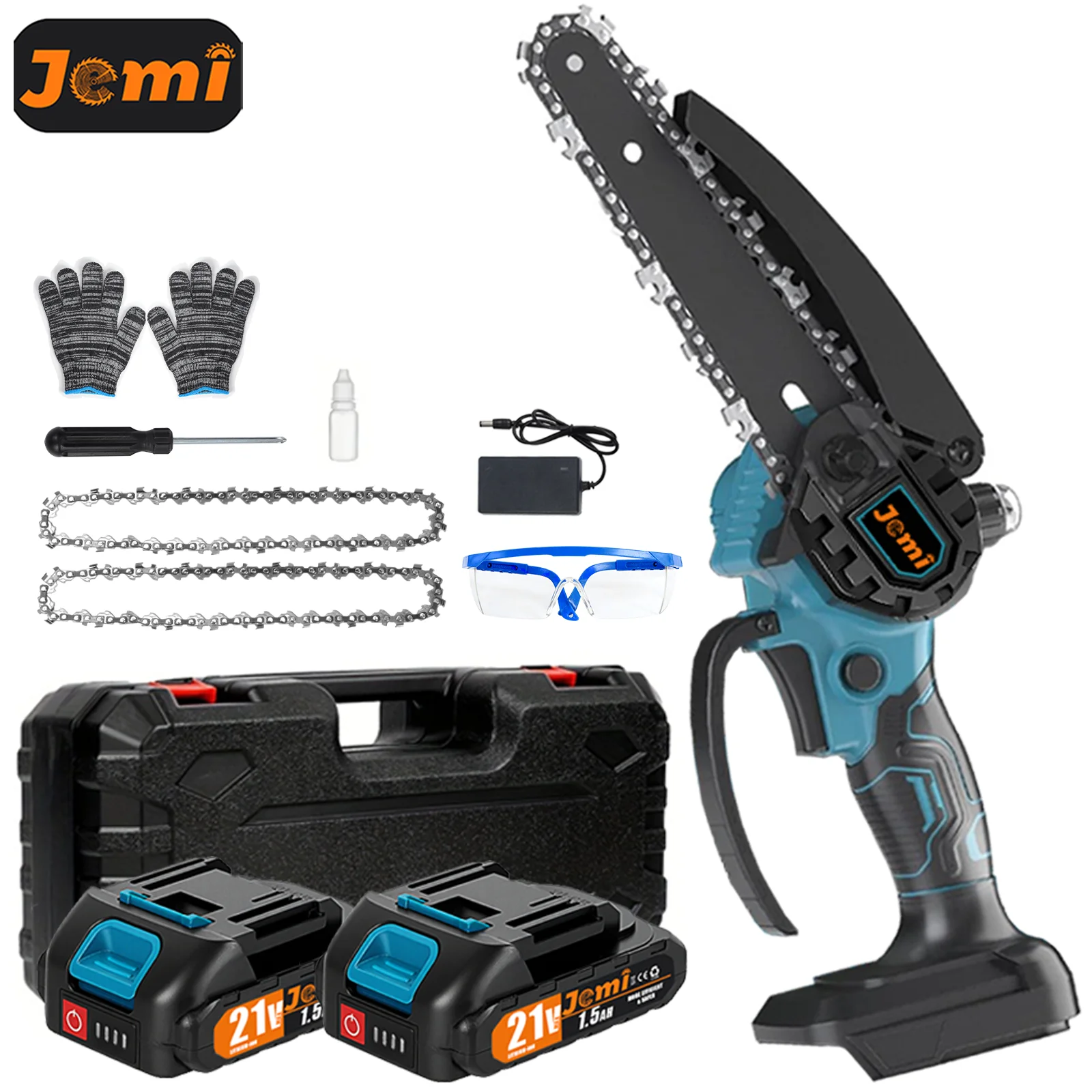 Jemi Tool 6-Zoll-Akku-Kettensäge für Makita-Akku, tragbare elektrische Kettensäge mit automatischem Ölersystem zum Baumschneiden