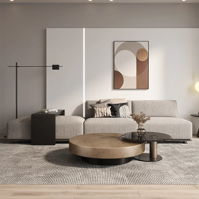 Designer Stainless Coffee Tables European Luxury Round Tea Table Living Room Furniture Italian Tempered Glass Furniture Home image 2