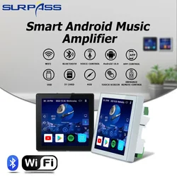 WiFi In Wall Amplifier 4'' Smart Home Bluetooth Touch Screen Android 10.0 Audio Wall Panel Background Music System Voice Control