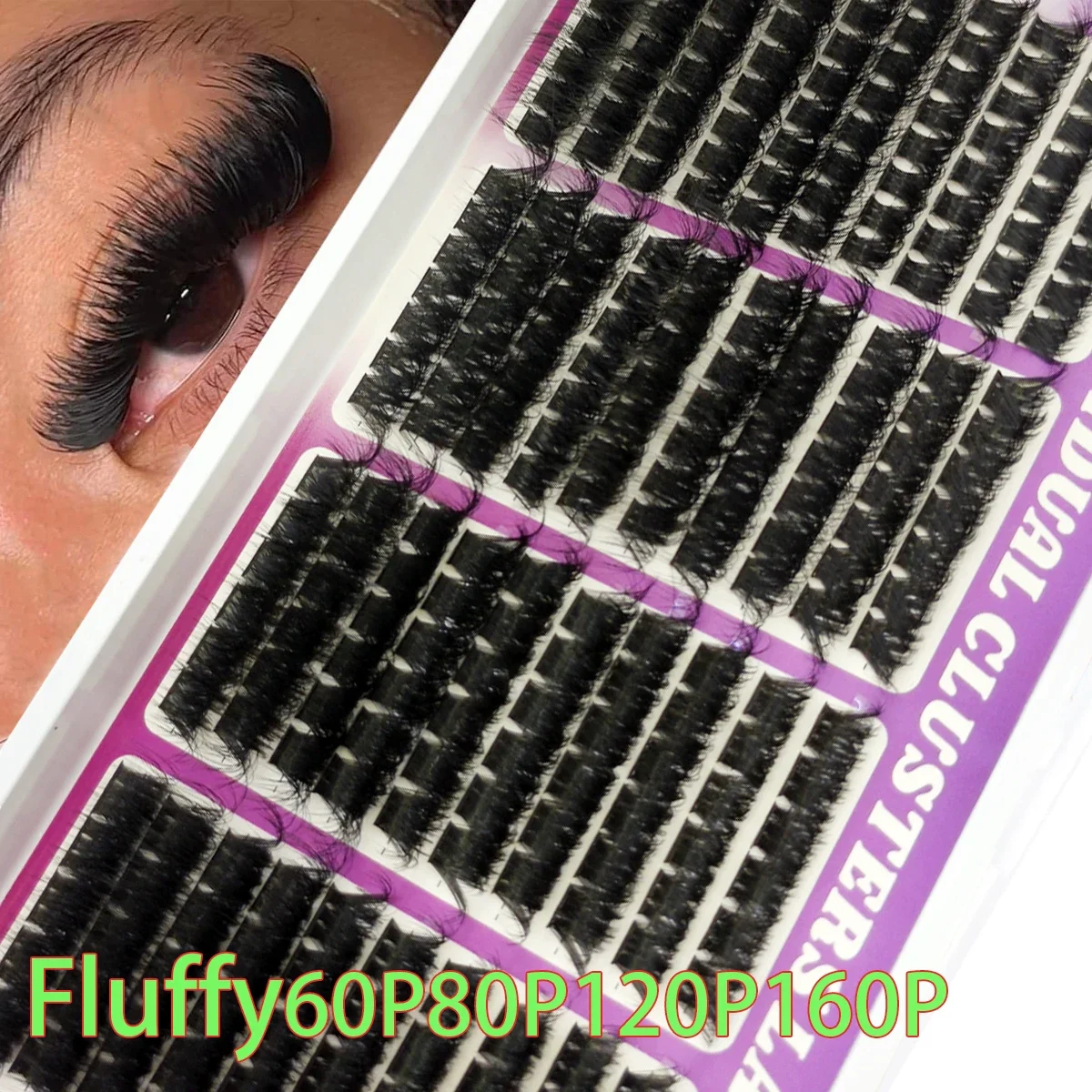 30-200P Voluminöse Dicke Falsche Wimpern mit Gemischter Länge im Cat-Eye-Stil für einen Flauschigen und Dramatischen Look, Geeignet für Anfänger
