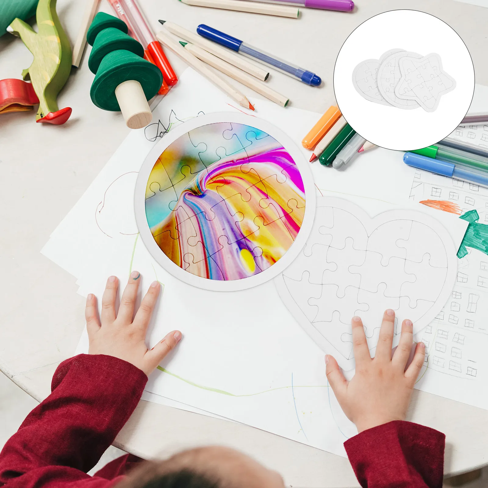 

6Pcs DIY Coloring Puzzle Blank Paper Puzzle for Kids Drawing Craft Activity Educational Art Game Creative Fun Project