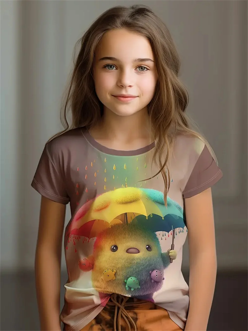 2025 Casual T-Shirts Girls' Clothing New Funny Animal 3d Print Girls' T-Shirts Party Fashion Short Sleeved Tops Tee