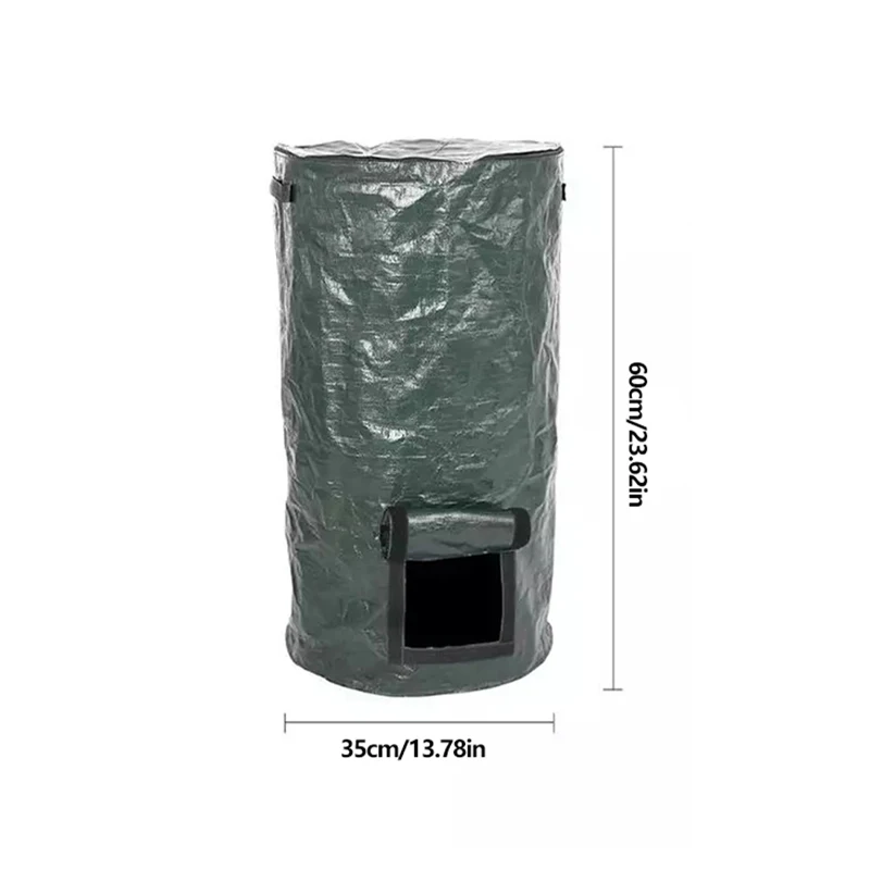 Garden Composter Eco-Friendly Bio Fermentation Bag with Zipper and Double Handles Collapsible Compost Bin for Dispose