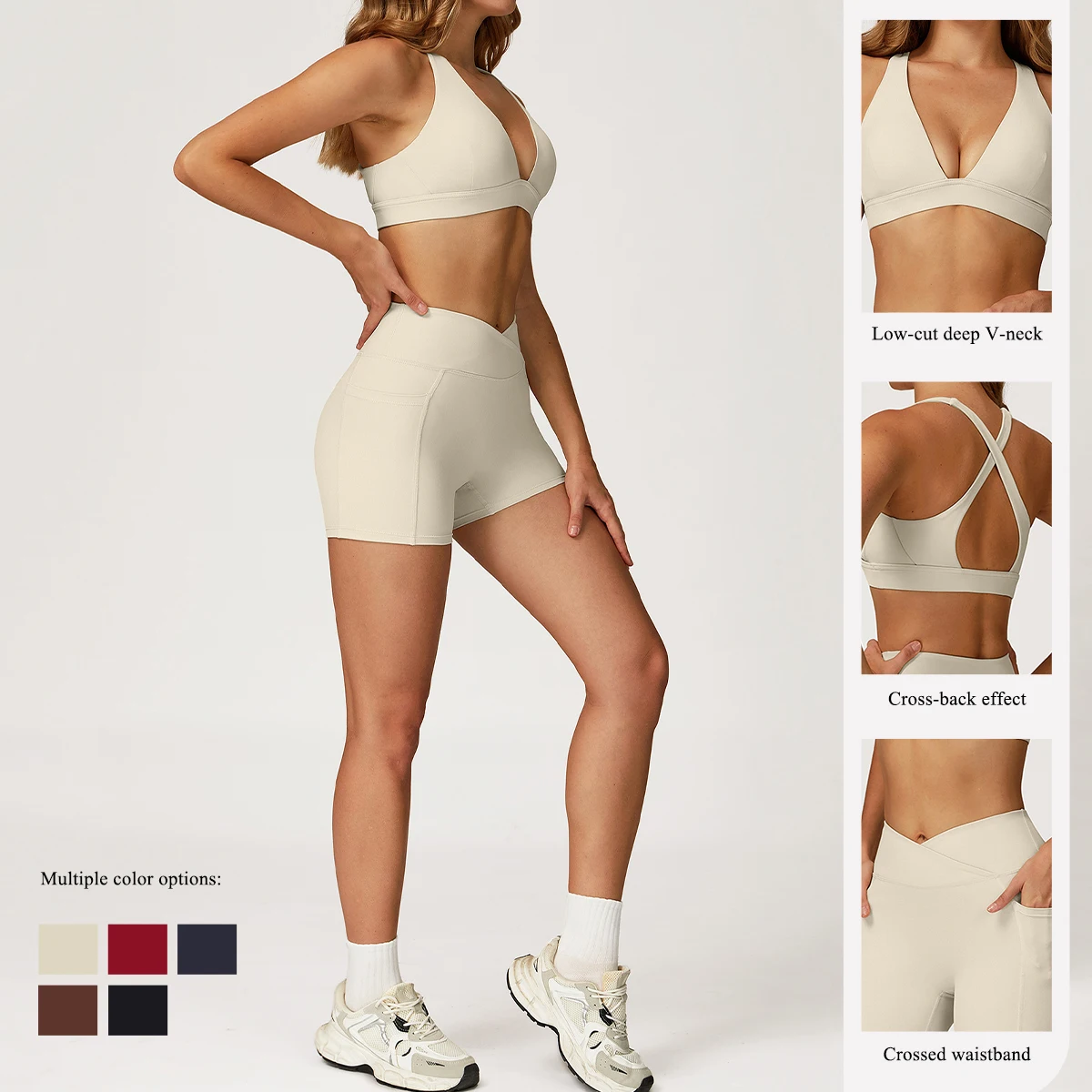 

Hearuisavy 2 шт. спортивные костюмы женский спортивный бюстгальтер с перекрещенной спинкой пуш-ап дышащие топы для фитнеса с высокой талией спортивные штаны для йоги