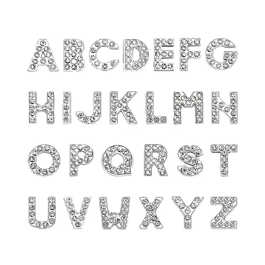 

10Pcs Metal Diamond English Letter DIY Bracelet Keychain Pet Collar Accessories Junk Phone Case Decoration Charm Beads Jewelry