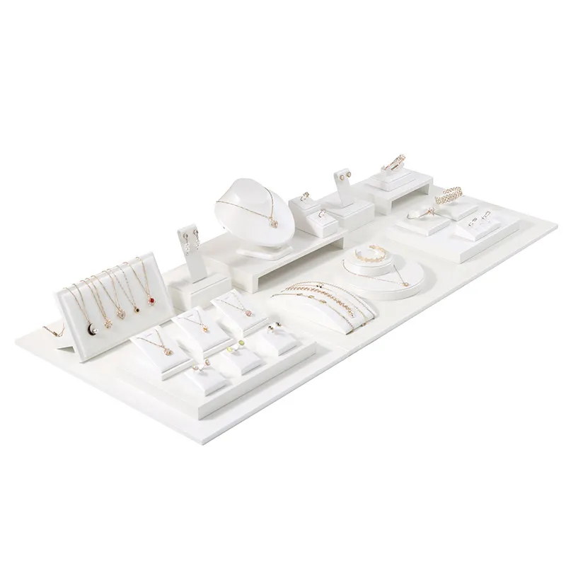 

Set Jewelry Display Stand White Leather Necklace Pendant Organizer Jewelry Window Counter Display Showcase