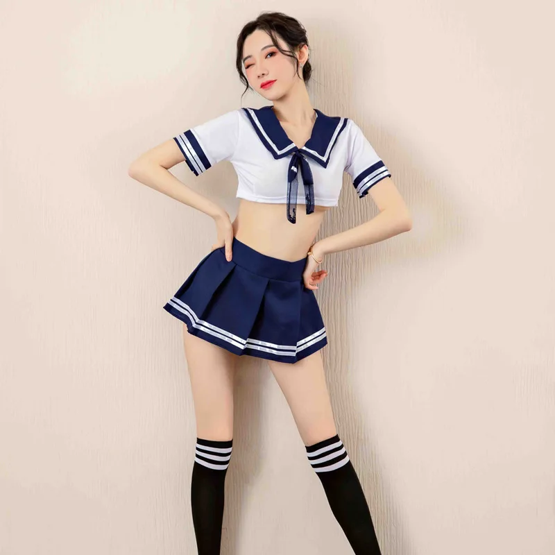 Women Sexy Lingerie Cosplay Student Uniform School Girl Roleplay Ladies Erotic Costume Babydoll Dress Lace Miniskirt Sex Outfit