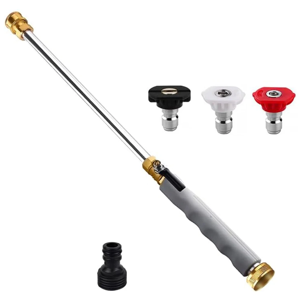 3 In 1 High Pressure Hose Nozzle Sprayer Straight Fan Jet Tips Quick Connect Metal Wand For Outdoor Garden Car Wash Pet Bathing