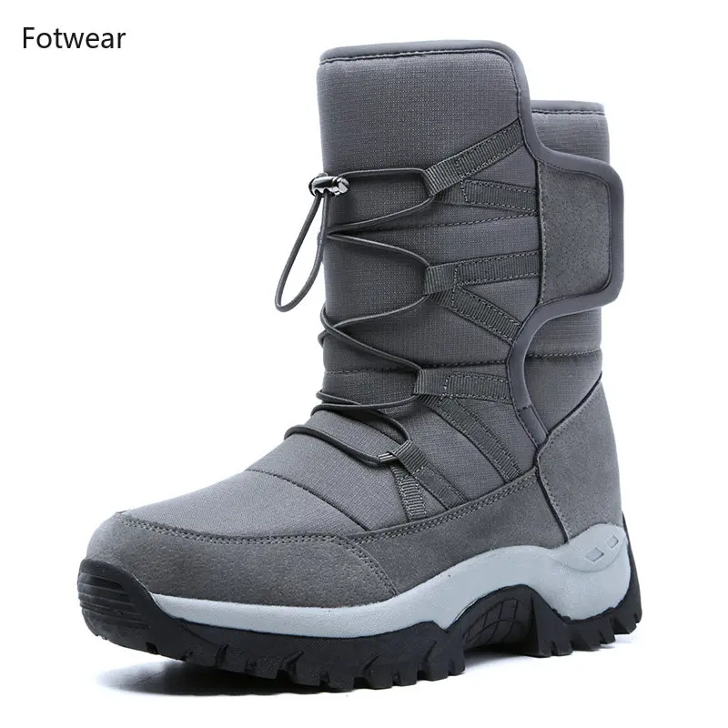 Winter Men Boots Warm Plush Long Boots Big Sie Waterproof Outdoor Sneakers High Top Non-slip Snow Botas Hombre Fur Leisure Shoes