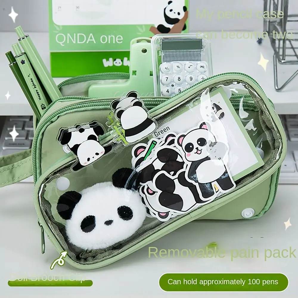 Panda Pencil Case Large Capacity Multi-functional Stationery Storage Pouch Detachable Stationery Organizer