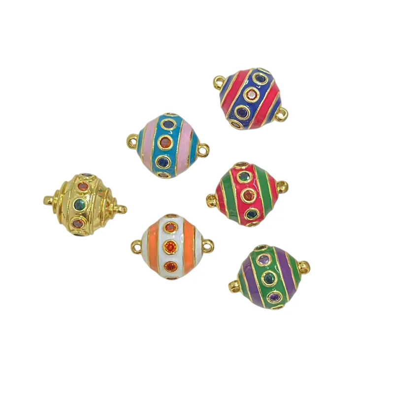 

1 Piece Enamel Twisted Hollow Pendant for DIY Bracelet Necklace Making Copper Gold Plated Jewelry Inlay Color Zircon Accessories