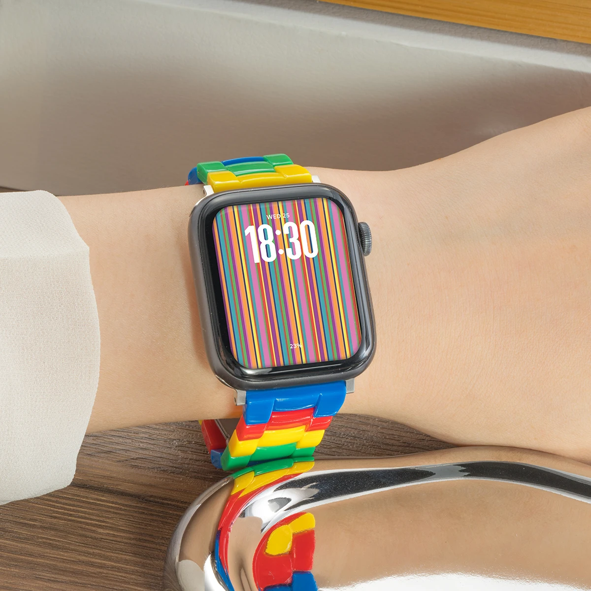 Корейский ремешок из смолы Rainbow Candy для Apple Watch Ultra 2 49 мм 7 8 9 10 41 45 40 мм 42 44 мм Женский браслет для IWatch 6 SE 5