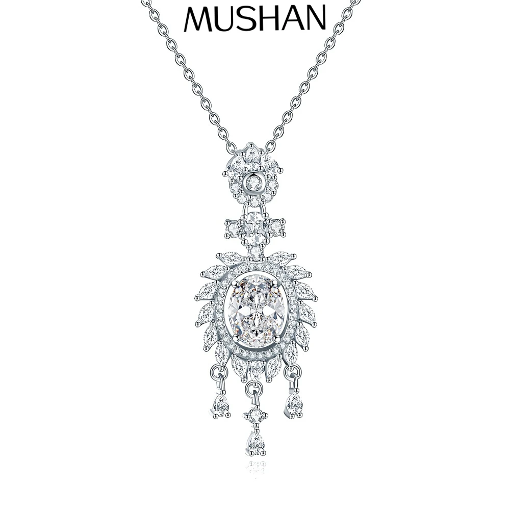 

MuShan Brand Jewelry 925 Sterling Silver Drop Pendant Heart Moissanite Ladies Holiday 18K Gold Plated MST Patent Drop Pendants