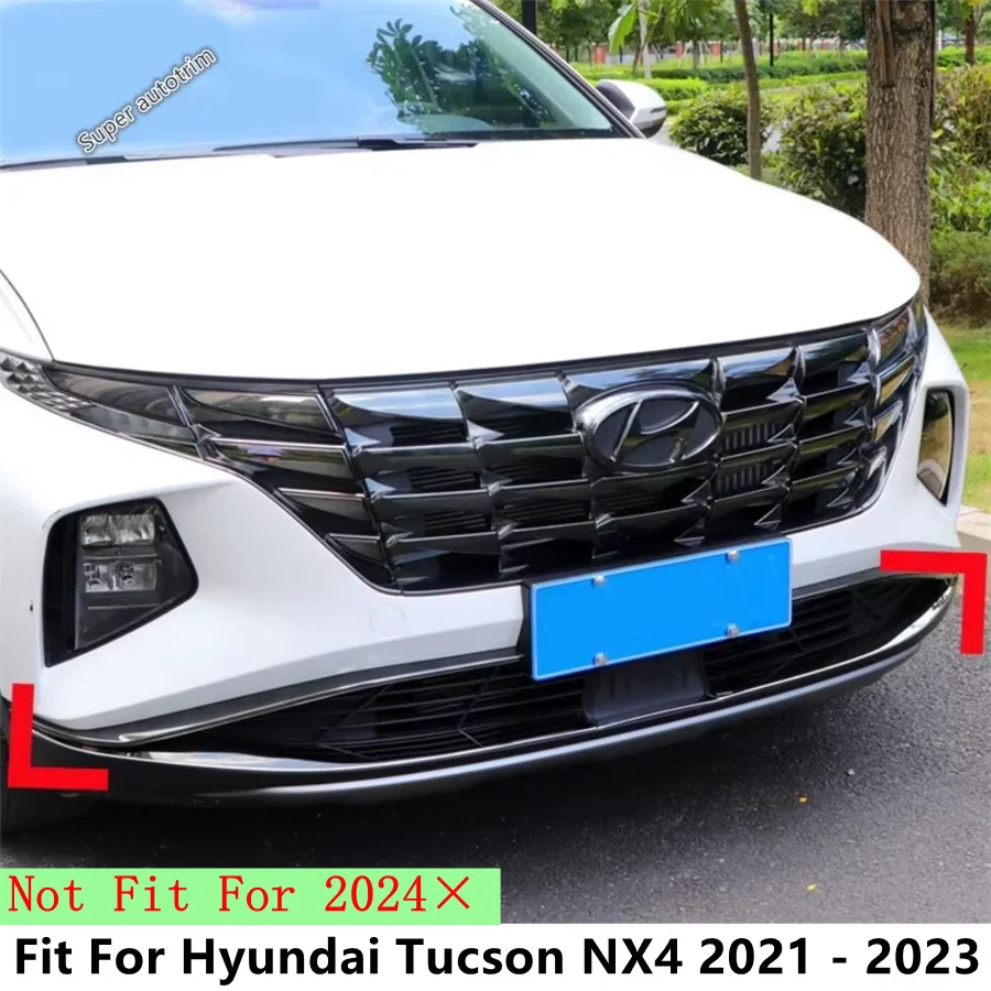 

Car Front Bumper Panel Strip Protection Cover Trim Fit For Hyundai Tucson NX4 2021 - 2023 Stainless Steel Accessories Exterior
