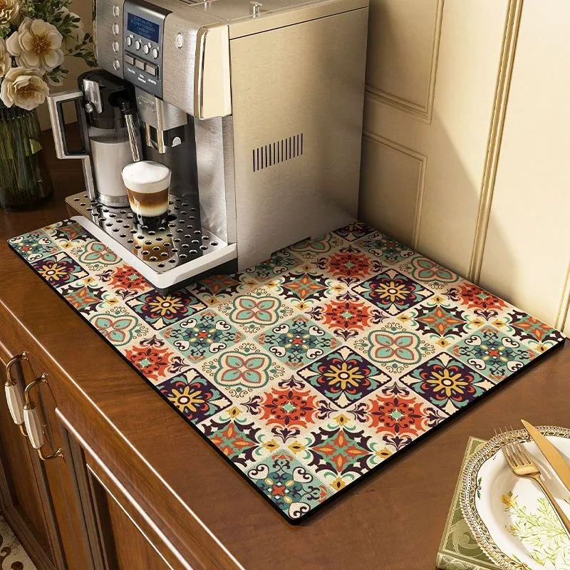 

AOBT Absorbent Large Kitchen Absorbent Mat Antiskid Draining Coffee Dish Drying Mat Quick Dry Bathroom Drain Pad Tableware Mat