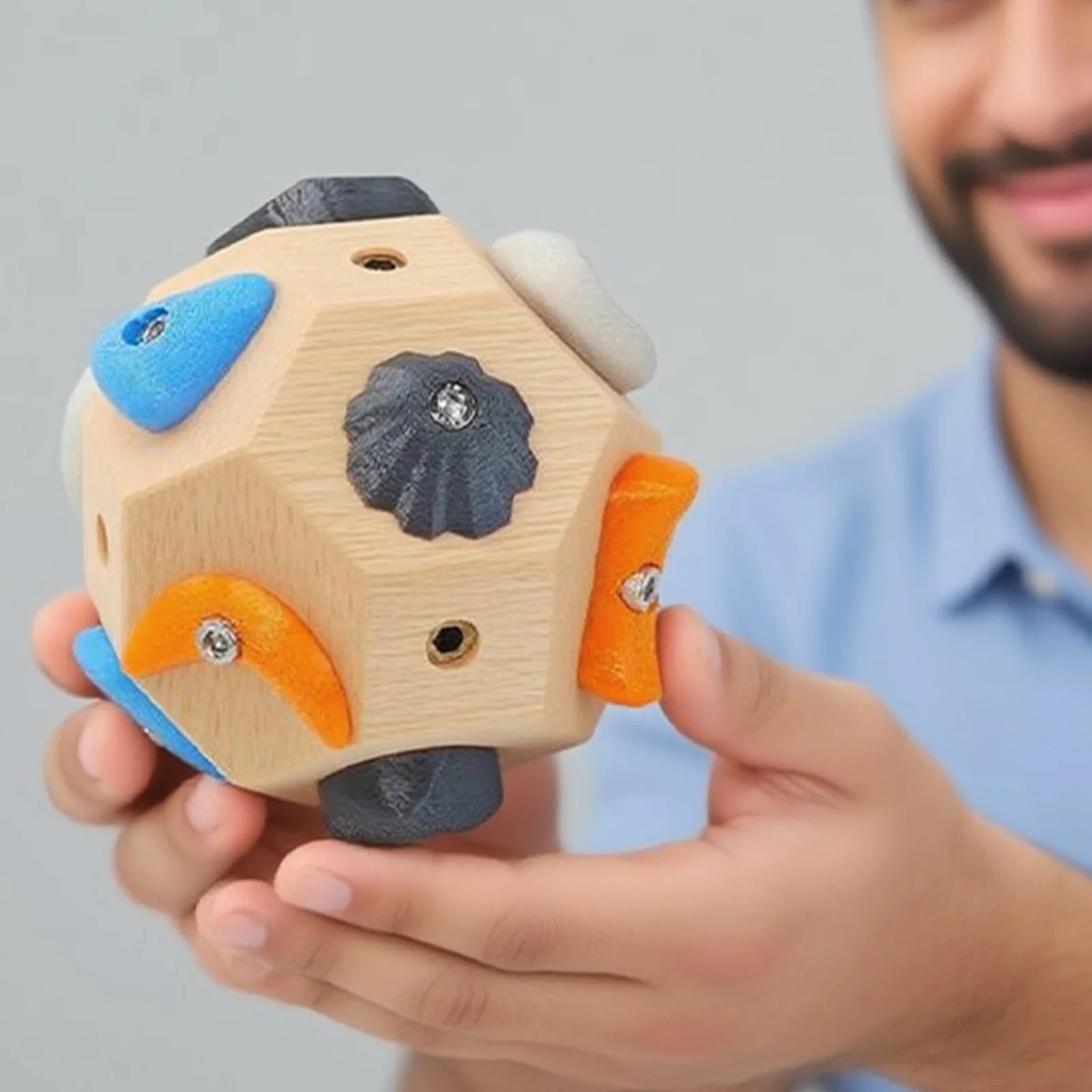 كرة تسلق مصنوعة يدويًا للتدريب على القوة والدقة مع نتوءات متعددة الحجم #2