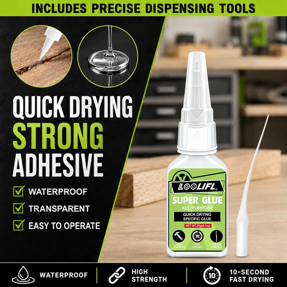 Super Glue, 502 Glue, Strong Adhesive, Hydrogen-Based Acrylic Glue for Office Use, Quick-Drying, Transparent, Odorless, Strong Bonding, Suitable for Stationery, DIY Crafts, Paper, Plastic, Wood, Metal, Universal Quick-
