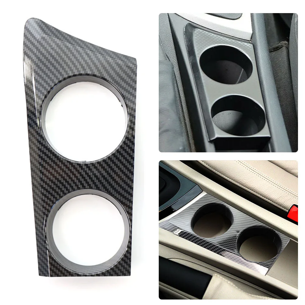 Center Console Cup Holder Carbon Fiber Center Console Cup Holder Panel Trim Cover for BMW E81 E82 E87 E88 1 Series 2004-2011 LHD