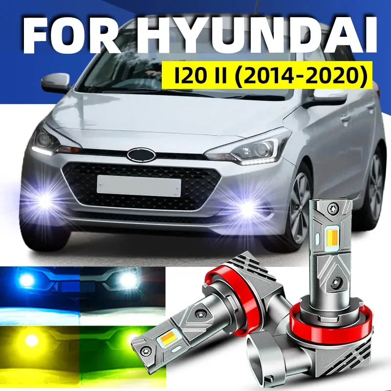 2x Samochodowe LED-owe Przednie Światła Przeciwmgielne Dwukolorowe Przełączane Biało-Żółte Do Hyundai i20 Coupe GB IB 2014 2015 2017 2018 2019 2020