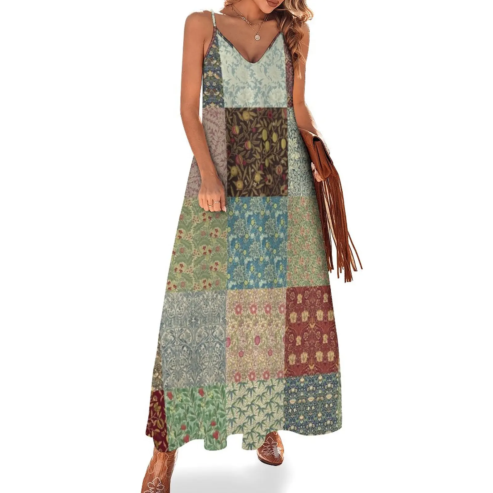 William Morris Pattern Collection Sleeveless Dress evening dress ladies Casual dresses dress Women's skirt